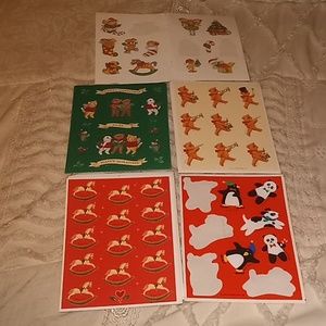 Vintage Hallmark Christmas Holiday Stickers Animals, Teddy Bear, Horse 122 pc.